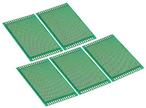 PATIKIL 3.9 x 2.8 PCB Scheda Circuito, 5pz Prototipo Pannello Perimetrale Saldatura Schede per Saldatura e Elettronico Progetto Circuito Schede Saldabile Scheda Sicurezza, Verde