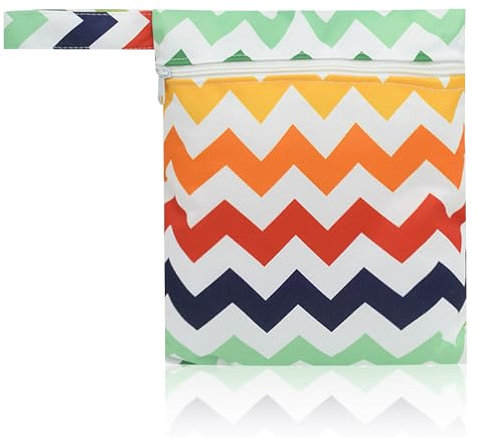 Rumyve Diaper Storage with Zipper, 1 Piece Baby Waterproof, Moisture-Proof Washable Portable Diaper Bag, Wet/Dry Bag, Reusable, Travel, Baby Supplies (Wave)