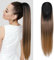 REECHO Ponytail Extension, 71 cm langes gerades Haarteil Kordelzug Pferdeschwanz Haarverlängerung Synthetischer Pferdeschwanz Haarteil für Frauen - Braun mit hellen Enden