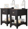 LIFEZEAL Lot de 2 Tables de Chevet en Bois, Table d’Appoint avec 1 Tiroir, Bout de Canapé avec Pieds en Bois d'Hévéa,33 X 56 X 58,5 cm,Table de Nuit Design Vintage, pour Salon, Chambre (2, Noyer)
