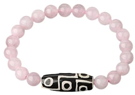 Stein-Armband – Naturstein, elastische Strang-Armbänder, Lava-Rosa-Quarz, tibetische Perlenachate, Dzi-Armband für Damen und Herren, Schmuck, Geburtstags-Überraschungsgeschenk, Rosenquarz, Einhe