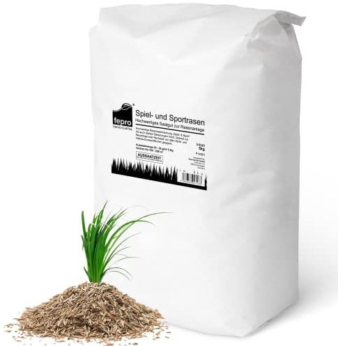 5kg Rasensamen Sport und Spiel schnellkeimend 200m², robust, tiefgrün, ideal für Neuansaat und Nachsaat, Rasensaat Grassamen Frühjahr