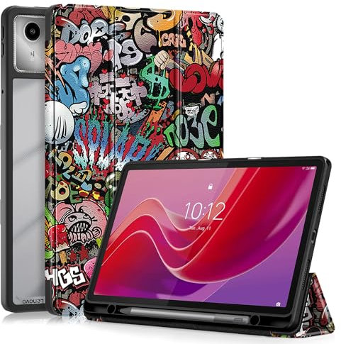 TOPCASE Funda Clara Transparente PC Respaldo para Lenovo Tab M11 TB330FU 11 Pulgadas 2024 con Soporte Bolígrafo,Ultra Delgado Carcasa con Soporte Función y Auto-Sueño/Estela,Pintada