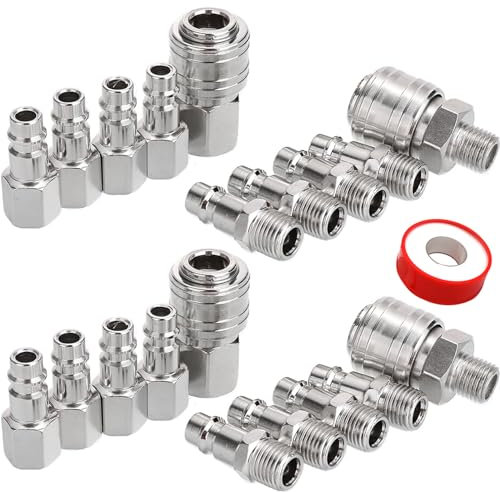 Raccord Rapide Air Comprimé 1/4 BSP, 20 PCS Raccord Rapide Air Comprimé, Raccord Pneumatique, Raccord Air Comprimé pour les Outils Pneumatiques, les Compresseurs d’Air, les Tuyau Compresseur