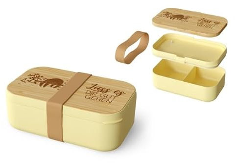 Rungassi Brotdose Brotbox Vesperdose Lunchbox Tierleben (Faultier - Lass es dir gut gehen - Gelb)