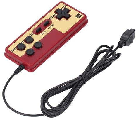 Annadue FC Host Handle Ersatz-Gamecontroller, 8-Bit-9-poliger Kabelgebundener Videospiel-Player-Griff, Kontinuierlicher Start, Kabelgebundener Rot-weißer Spielekonsolengriff, für