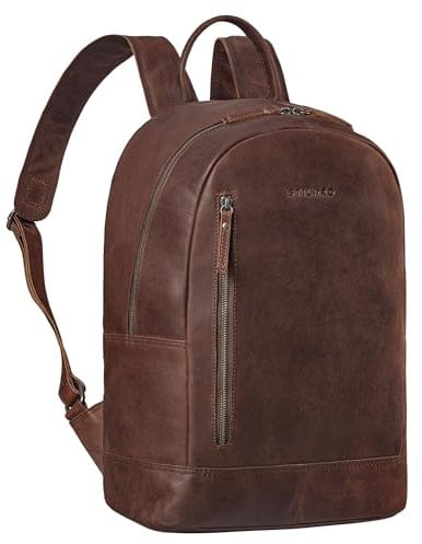 STILORD 'Titus' Hochwertiger Laptoprucksack 15,6 Zoll Damen und Herren Echtleder Arbeitsrucksack Vintage Businessrucksack Leder Cityrucksack, Farbe:torres - braun