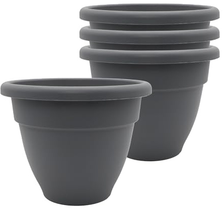 The HC Companies Karibik-Pflanztopf – Pflanztopf für den Innen- und Außenbereich mit Ablaufloch und Stöpsel – Rollrand Kunststofftöpfe für Pflanzen & Blumen – dekorativer Blumentopf (20,3 cm, warmes