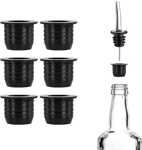 6pcs Liquor Pourer Adapters, Silicone Bottle Liquor Pourer Adapters Fits for Large Liquor Bottles and Olive Oil Bottles up to 1 Inch/25mm Neck Converts Any Spout into a Large Pour Spout