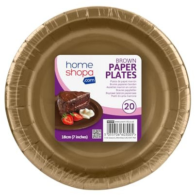 HOMESHOPA Paper Plates, 7 Inch 20pk Heavy Duty Disposable Brown Paper Plates, Strong Durable for Hot Cold Use, Round Dinner Plates for BBQ, Party, Picnic