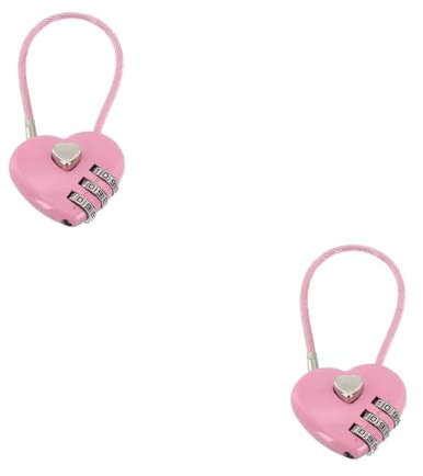 WAZUBC Lot de 2 Cadenas à Combinaison, Mini Cadenas à Code à 3 Chiffres en Forme de Cœur avec Mot de Passe Réinitialisables pour Sac à dos, Casier de gym, Moraillon, étui (rose)