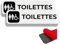 FloraVigo Panneau de toilette, 2 plaque toilette, 19×5 cm, intérieur/extérieur, panneau en aluminium, avec autocollant adhési, plaque de porte (Toilettes mixtes)