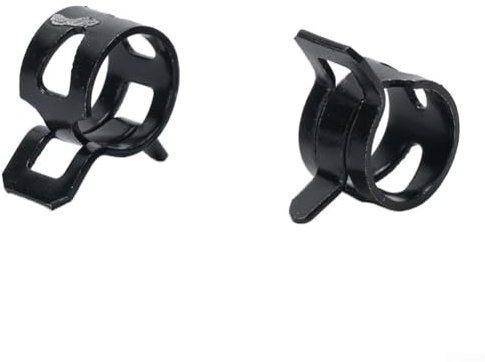 Abrazadera de manguera con clip de resorte, negro, 10 piezas, reutilizable, flexible, distribución de presión (10 mm)