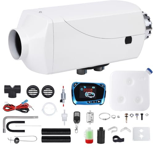 JOLLYTOP 12 V Standheizung Diesel, 8 KW Kraftstoff Autoheizung, 0,16-0,5 L Diesel Lufterhitzer, Luft Dieselheizung mit Fernbedienung, LCD Monitor und Schalldämpfer für Wohnmobil, Boot(Weiß)