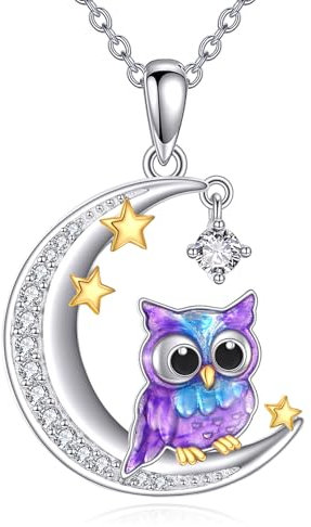 Eule Kette für Damen Sterling Silber Eule Schmuck Mond Anhänger Kette Geschenke für Damen