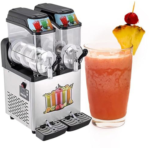Máquina Comercial para Hacer Granizados, 24 l, Tanque Doble, Máquina para Hacer Bebidas Frías, 800 W, acero inoxidable, para Hacer Batidos, Margaritas, Vino, para Restaurantes,Bares y Fiestas