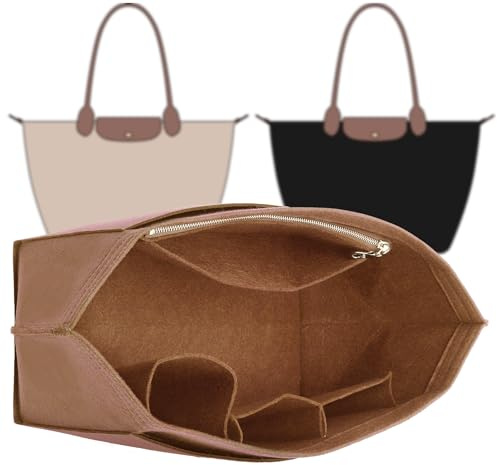 Doxo Geldbörsen-Organizer, Einsatztasche, kompatibel mit Longchamp Le Pliage großen Tragetaschen (L, Goldbraun)