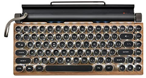 MAKIVI Clavier de Machine à éCrire RéTro Claviers MéCaniques Bluetooth sans 83 Touches Clavier D'Ordinateur pour Ordinateur Portable PC Gaming