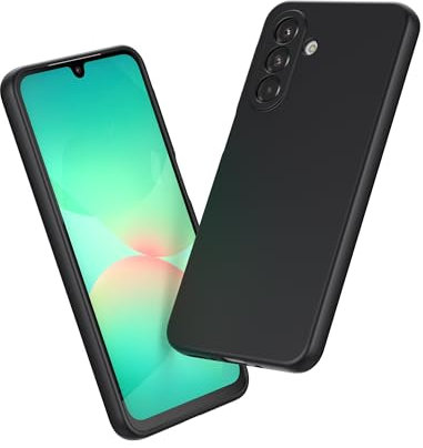 Foluu Liquid Silicone Case für Samsung Galaxy A26 5G Hülle, Silikon stoßfeste Handyhülle mit [weichem, kratzfestem Mikrofaserfutter] für Samsung Galaxy A26 5G 2025 (Schwarz)
