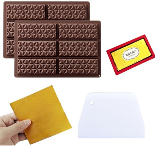 Eterspr 2 x Silicone Chocolate Moulds with Scraper and Wrapping Paper for Chocolate Praline Sweets