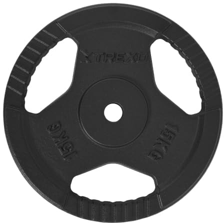 TREXO TRX-ICP001 Hantelscheibe Gusseisen 1,25 kg Universal Langlebig Hantelscheibe mit ergonomischen Griffen Kompatibel mit Hanteln und Griffen für Kraft- und Funktionstraining