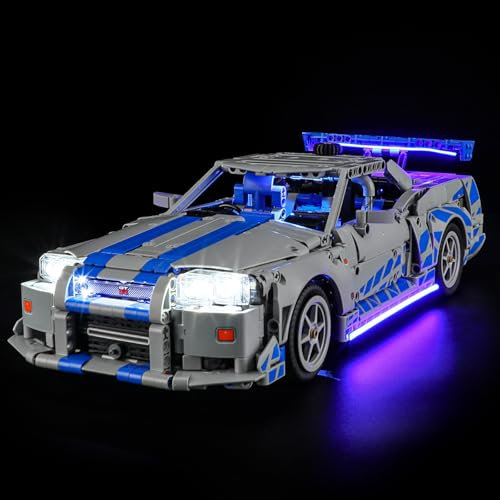 YEABRICKS LED Lumière pour Lego-42210 Technic Voiture Nissan Skyline GT-R (R34) 2 Fast 2 Furious Modèle de Blocs de Construction (Ensemble Lego Non Inclus)