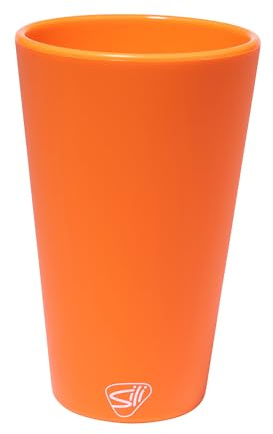 Silipint 16oz Silicone Pint Glass - Unbreakable BPA-Free Reusable Silicone Drinking Cup - Flexible Dishwasher and Microwave Safe - Stemless Glass for Coffee Smoothies (Classic Orange)
