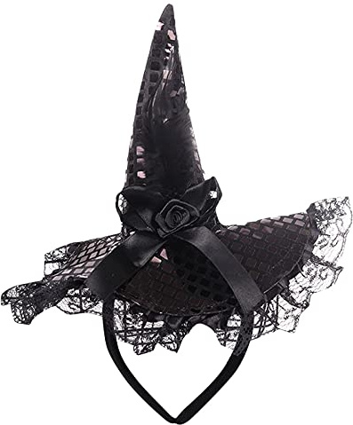Generisch KarnevalsTeufel Haarreif mit Hexenhut Halloween Accessoire Party Gruselparty Karneval Cosplay Zubehör Halloween Hexenhut Stirnbänder