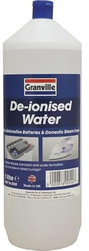 De-Ionised Water, 1L, for Automotive Batteries, Steam Irons, High Purity Top-Up Solution, Made in UK