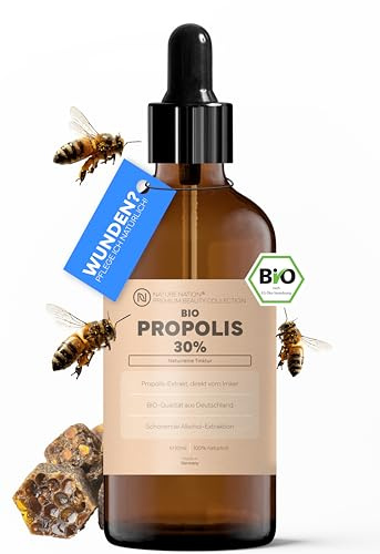 Propolis Tropfen BIO 30% hochdosiert: Propolis Tinktur, Imkerqualität | Vielseitig als Nagelserum, Halsspray, Lippenpflege & zum Gurgeln, mit Pipette dosierbar, deutsche Imkerqualität, ohne Zusätze