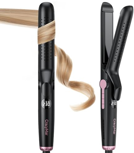 CrazyMar 360° Airflow Hair Straightener and Curler in One, Professional Curling Flat Iron with 9 Temp&60 Million Ionic&Cool air&Auto Shut-Off&Anti-Scald&Digital Display&Dual Voltage& for All Hair