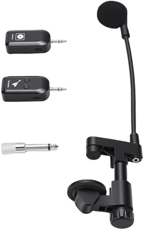 Topiky de Micrófono de Violín Inalámbrico UHF, Micrófonos de Instrumento con Clip de Recogida de Violín de 2,4G con Transmisor y Receptor, Micrófono de Instrumento Inalámbrico para