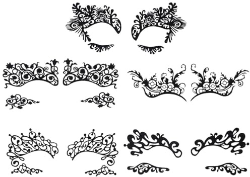 Ciieeo Schwarze Spitzen Eyeliner Aufkleber 5 Paar aus Papier Einfach zu Entfernen Selbstklebende mit Kleber im Dramatischen Stil Zufälliger Stil für Cosplay und Konzerte