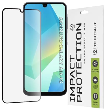 Techsuit Displayschutzfolie für Samsung Galaxy A16 4G, A16 5G, A17 4G, A17 5G Gehärtetes Glas mit 9H Härte, Vollständige Abdeckung, Stoßschutz, Anti Fingerabdruck, Blasenfrei, 111D Full Glue