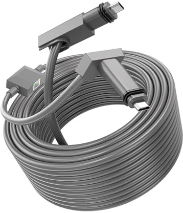 Ejoyous Rechteckiges Satelliten-Ersatzkabel, 30 Fuß Gummi-Kupferkabel mit 3 Fuß Ethernet-Adapter, IP68 Wasserdicht 1200 Mbit/s für Rechteckige Antennen der Generation 2 V2 Im Außenbereich und