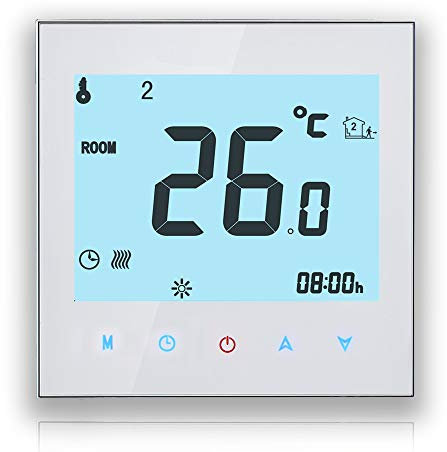 Termostato para calefacción BECA, con pantalla LCD táctil 3/16A, inalámbrico y programable, Blanco, 3A for Water Heating(WIFI) 220.00 volts