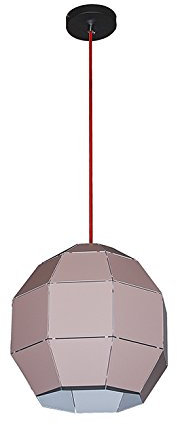 Decken-Pendel-Leuchte-Lampe ISLA Metall-Schirm alt-rosa H:27cm D: 25cm, Kabel 105cm, Fassung 1x E27 (alt-rosa/Beige)