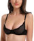 WingsLove Sexy Bra Sheer Wired See Through Soft 1/2 Half Demi Cup Unlined Bralette Lace Mesh (Black 36C)