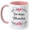 TassenTicker - ''Ich Hasse Menschen'' - beidseitig Bedruckt - Tasse - Kaffeetasse - Kaffeebecher - lustig - Geschenk - Arbeit (Rosa)