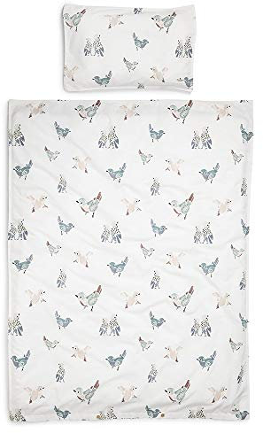 Elodie Details Kinder Bettwäsche-Set 100% Oeko-Tex Baumwollperkal | Bettbezug 100 x 130 cm | Kopfkissenbezug 35 x 55 cm - Feathered Friends, Weiss