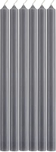 Unbekannt IB Laursen 6er Set schmale hohe Kerzen H= 20cm DUNKEL GRAU lang Spitz Stab Tafel