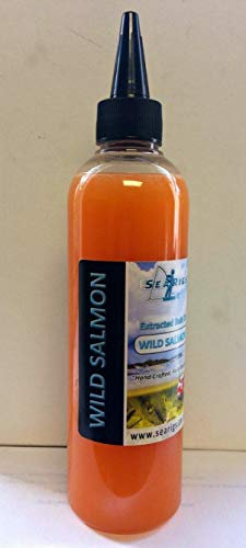 searigs Sea Fishing - 250ml Extract Bait Oil Black Lugworm, Crab, Mackerel and Bluey, Squid and Cuttlefish, Prawn and Crab, Rag worm, Sea Fishing Bait for Cod, Bass, Sole,Conger (Wild Salmon)