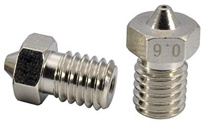 3D-Drucker-Aufrüstung, verschleißfest, M6-Gewinde, Messingdüse, 0,6 mm, für 1,75 mm V6 Hotend Titan Aero Extruder Prusa I3 MK3 MK3S Anycubic I3 Mega 3D-Drucker (2 x 0,6 mm)