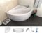 ECOLAM® symmetrische Badewanne Eckbadewanne Standard Polimat Acryl weiß 140x140 cm + Schürze Ablaufgarnitur Ab- und Überlauf Automatik Füße Silikon Komplett-Set