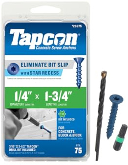 Tapcon 28375 1/4x1-3/4 Blue Star Drive Bugle Head Concrete Anchors 75/Box