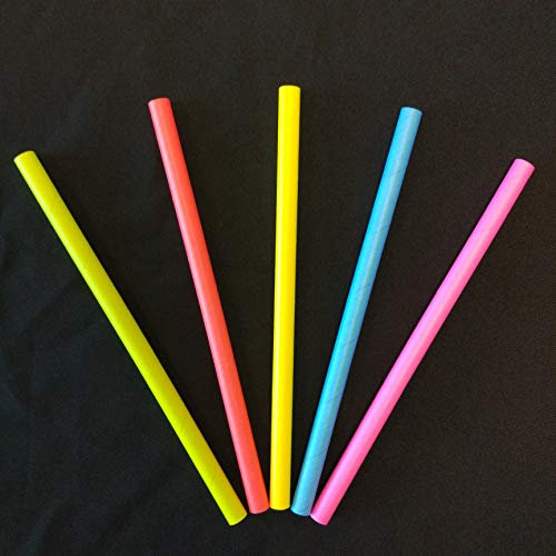 10mm Wide Jumbo Paper Straws for Milkshakes Smoothies Parties Drinks and Events (Mixed Neon Colours, 200)