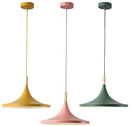 KCO Lighting Nordic Modern Macaron Pendelleuchte, 3er-Pack, Bauernhaus, Scheune, Pendelleuchte, bunte Pendelleuchte, Kücheninselleuchten, Deckenhängend über der Insel (groß)