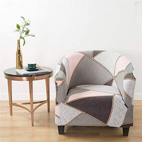 Highdi Housse de Fauteuil Cabriolet Chesterfield Imprimé, Extensible Couverture de Fauteuil Housse de Canapé Antidérapant Tub Chair Revêtement de Chaise Lavable - Motifs Géométriques (Rose)
