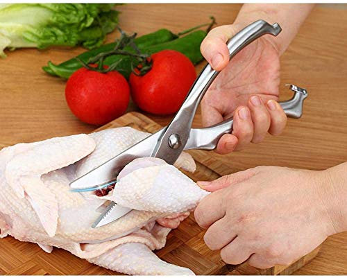 seaNpem Heavy Duty Poultry Shears, Stainless Steel Blade with Spring Loaded Handle and Safety Lock, for Cutting Chicken, Poultry, Seafood, Vegetables, Bones, Meat