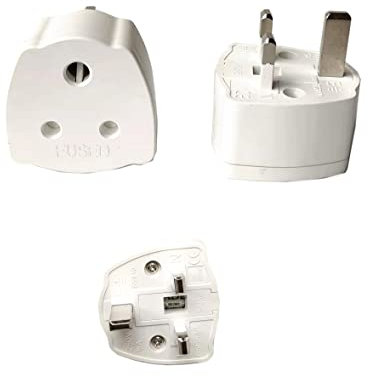 TopE 2 Packs India to UK Tourist Adaptor Converter Mains Plug, 5 Amp Fuse, Pure Coper Wire